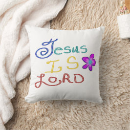 Almofada Jesus é LORD com Flor Rosa Branco