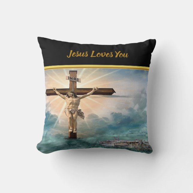 Almofada Jesus enforcado numa crucificação cristã (Frente)