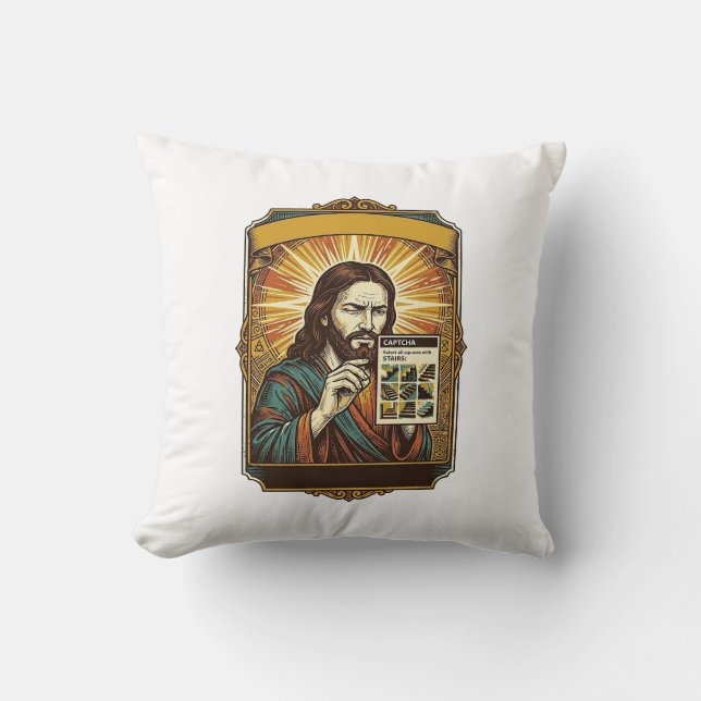 Almofada Jesus Escadas Embaçadas Teste Captcha Segurança Te (Frente)