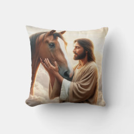 Almofada Jesus fortalecendo um cavalo no céu