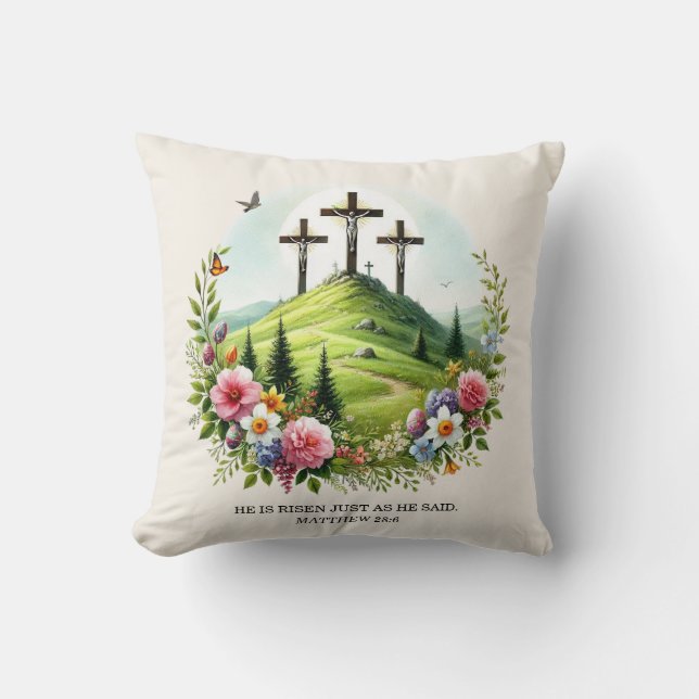 Almofada Jesus na Cruz Ele Ressuscitou Páscoa (Frente)