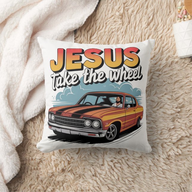 Almofada Jesus Pega a Roda Vintage Muscle Car (Cobertor)