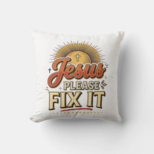 Almofada Jesus Por Favor Corrija Tipografia Cristã Vintage 