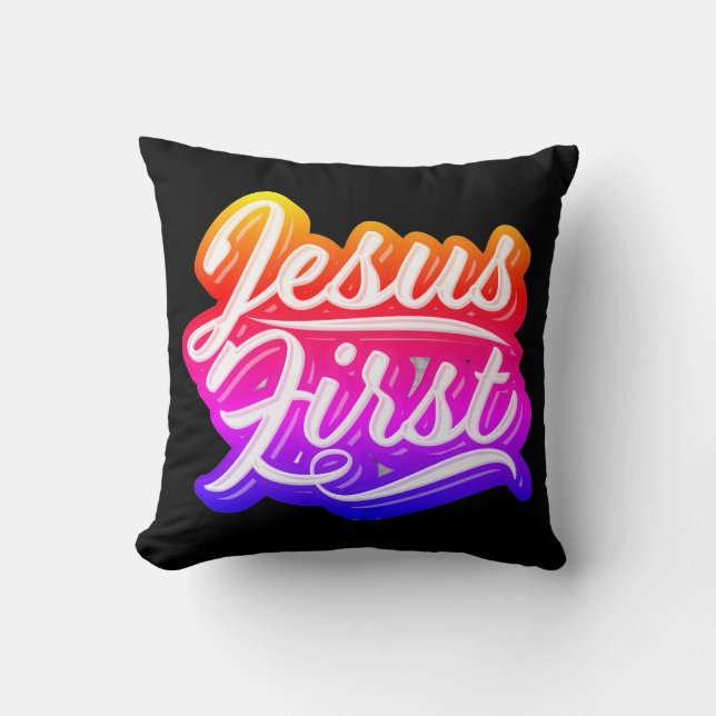 Almofada Jesus Primeira Cor Brilhante (Frente)