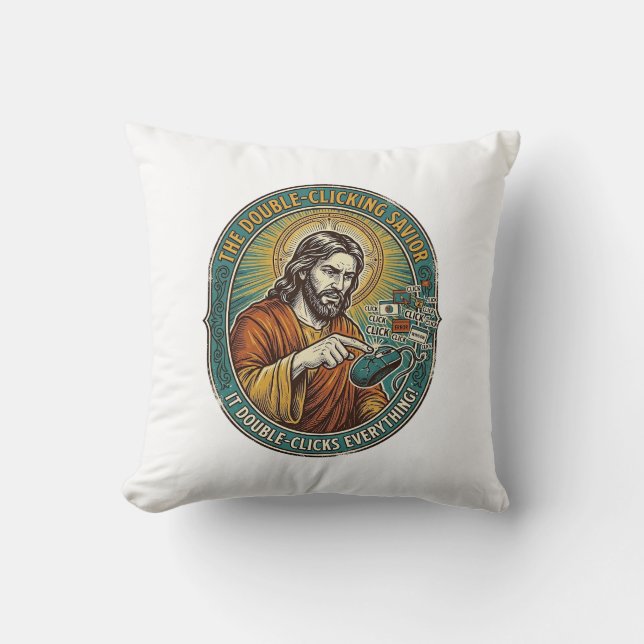 Almofada Jesus Quebrou o Mouse com Duplo Clique TI Tecnolog (Frente)