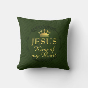 Almofada JESUS REI DO MEU CORAÇÃO Coroa de Natal VERDE