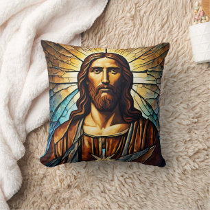 Almofada Jesus Retrato com Ouro Aura em Vidro Estreito