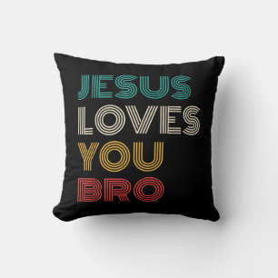 Almofada Jesus Te Ama Irmão, Faith Cristã Engraçado Retro