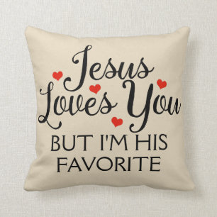 Almofada Jesus Te Ama Um Beige Engraçado Favorito