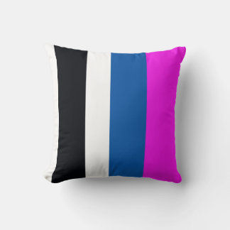 Almofada Jet Black, Pure White, Teal Blue, Hot Pink Stripes