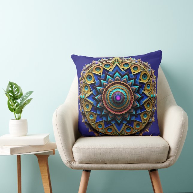 Almofada Jewel Tone Mandala Throw Pillow (Cadeira)