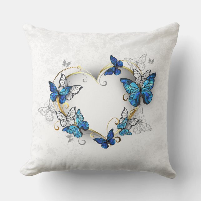 Almofada Jewelry Heart with Butterflies Morpho (Frente)