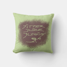 Almofada Jitter Juice Junkie - arte de café verde.