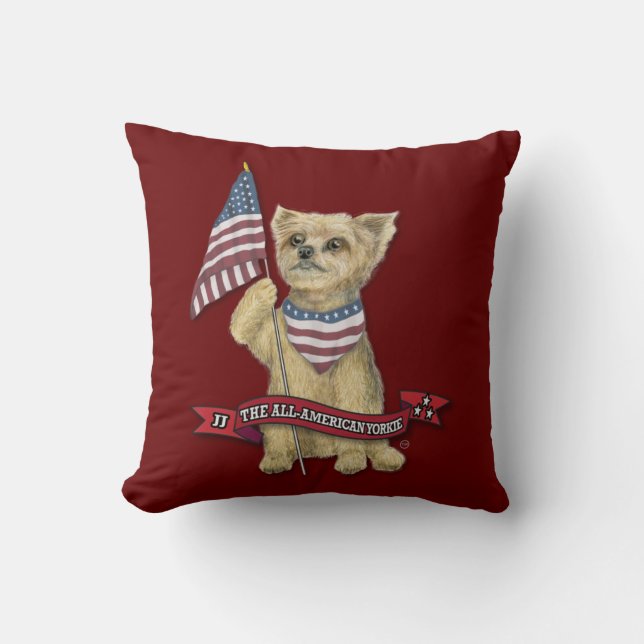 Almofada JJ O Travesseiro decorativo Yorkie americano (Frente)