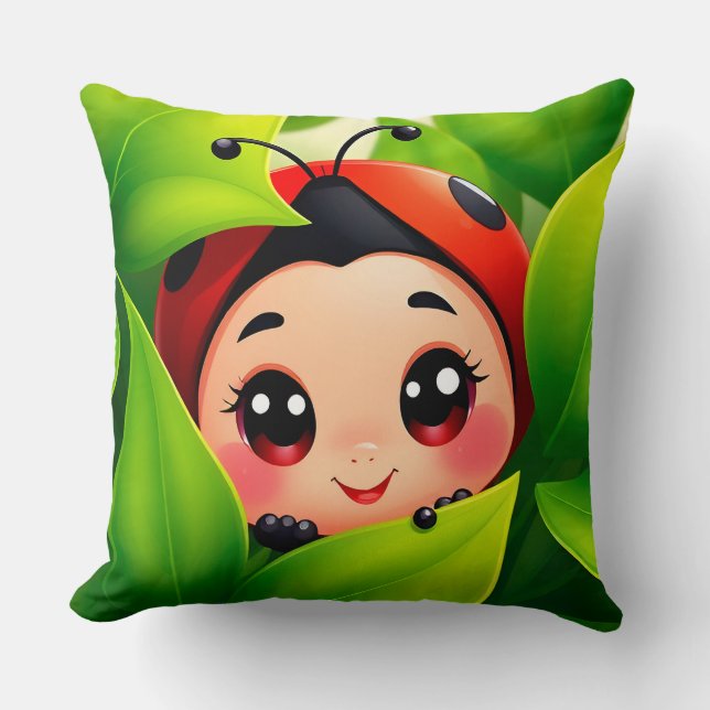 Almofada Joaninha de desenho animado adorável (Frente)