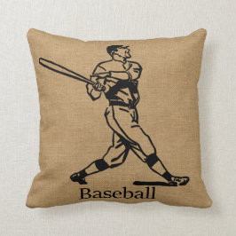 Almofada Jogador de beisebol do vintage no olhar de