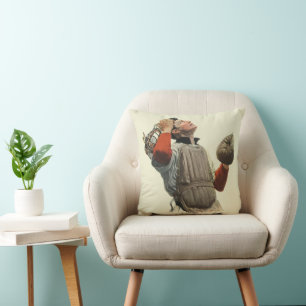 Almofada Jogador de beisebol esportivo vintage, receptor ol