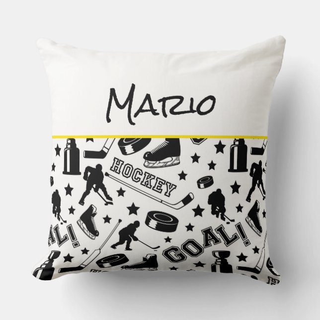 Almofada Jogador de hóquei NOME Puck Stick Goal Esporte Div (Frente)