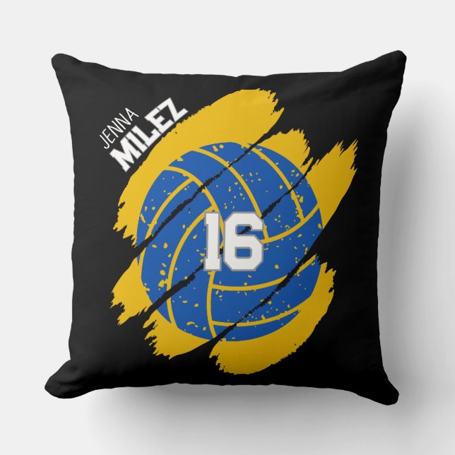 Almofada Jogador de Voleibol Personalizado, azul e amarelo (Frente)