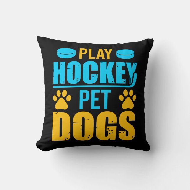 Almofada Jogar Cachorros de Pet de Hockey (Frente)