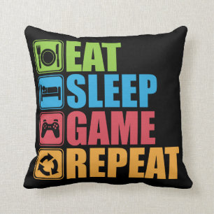 Almofada Jogo - coma, durma, jogo, repetição - Gamer,