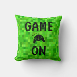 Almofada JOGO LIGADO | Pixels de Jogadores Verdes Personali