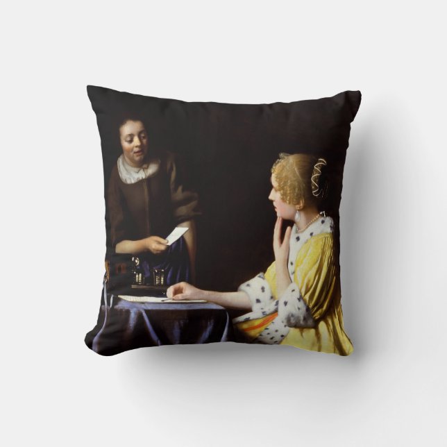 Almofada Johannes Vermeer - Senhora e Maid (Frente)