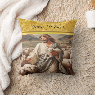 Almofada John 10:7 Faithful Shepherd Art