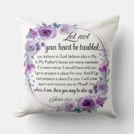 Almofada John 14:1-3 Bíblia Verso Roxo Floral