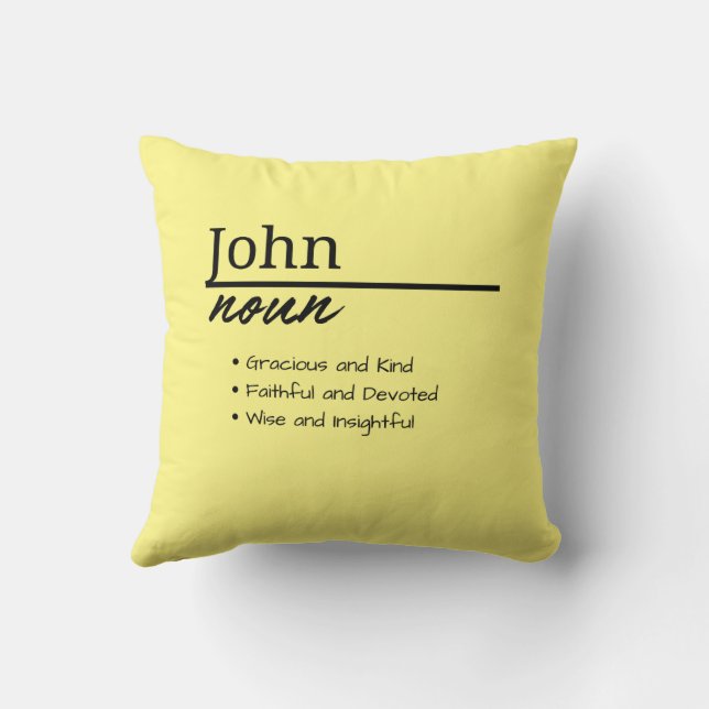 Almofada John, Definição de Nome Personalizado de Menino (Verso)