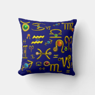 Almofada JOIAS DE ANIVERSÁRIO ZODIÁTICO Dourado,GEMSTONES,A