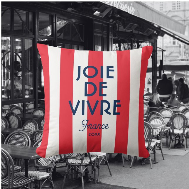 Almofada Joie De Vivre França Red Cabana Stripe Francês (Criador carregado)