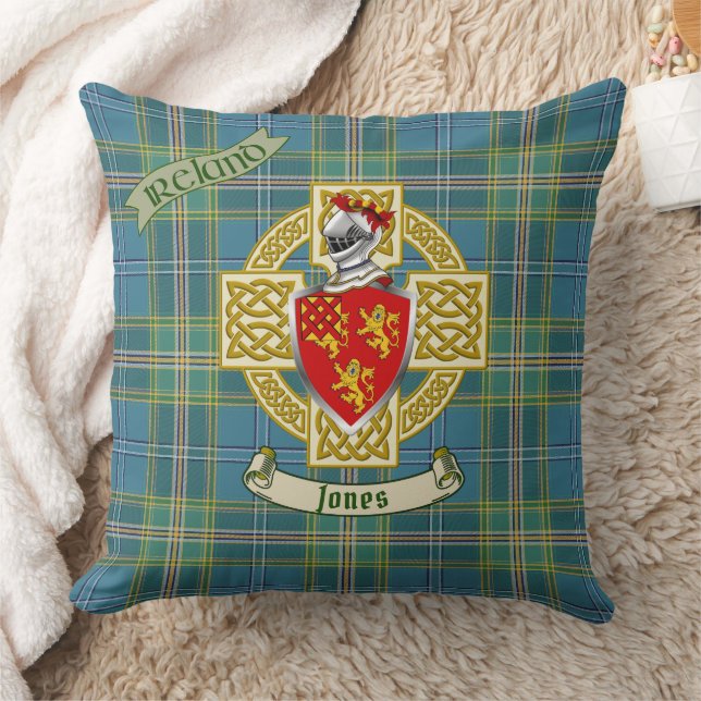 Almofada Jones Shield c/ Irlanda Blue Tartan Personalizado (Cobertor)