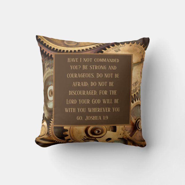 Almofada Joshua 1:9 Throw Pillow Encouraging Bible Verse  (Frente)
