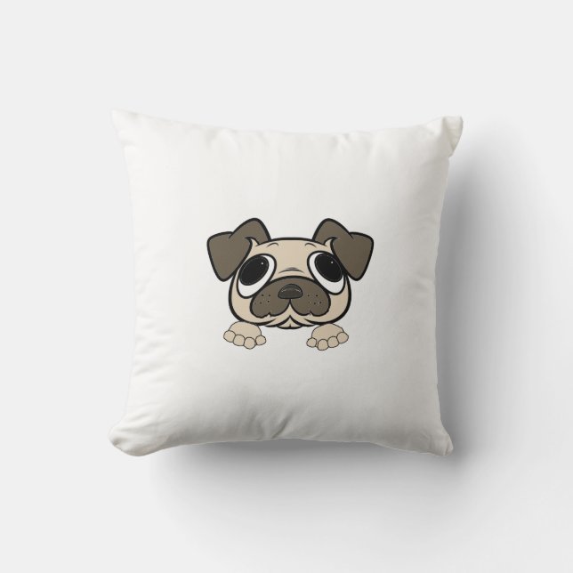 Almofada jovem corça que espreita o pug (Frente)