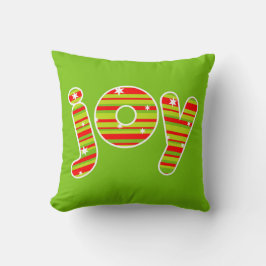 Almofada JOY at Christmas, Red & Green Stripes