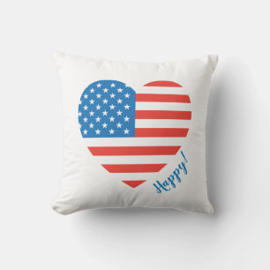 Almofada Joy Love Peace American Flag Hearts Fireworks