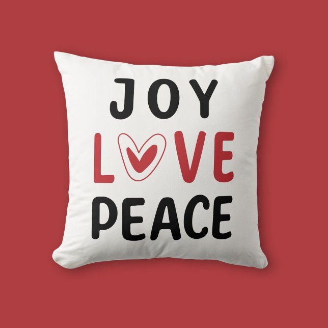 Almofada Joy Love Peace Red Heart Inspirational (Criador carregado)