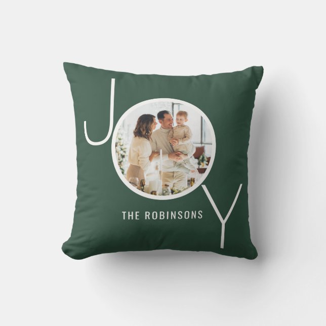 Almofada Joy Personalizado Foto de Natal Verde (Frente)