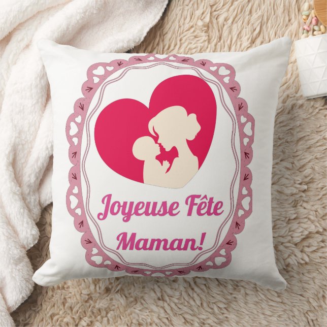 Almofada Joyeuse Fête Maman – Cadre Vintage  (Cobertor)