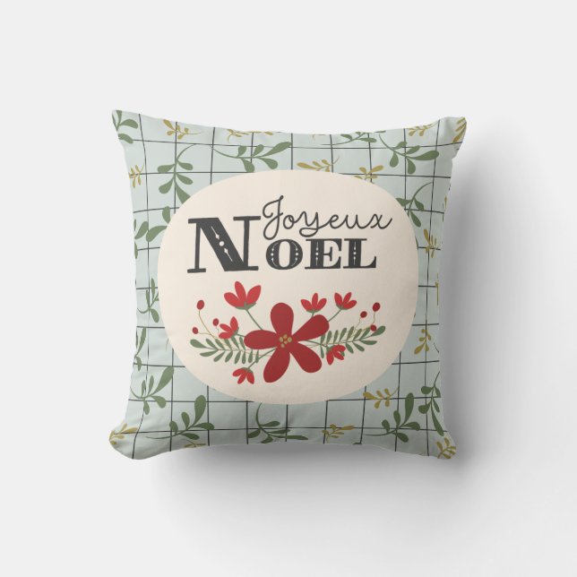 Almofada Joyeux Noel Leafy Pattern e Floral Christmas (Frente)