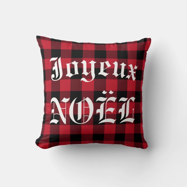 Almofada Joyeux Noel Red Black Buffalo Check Lumberjack (Frente)