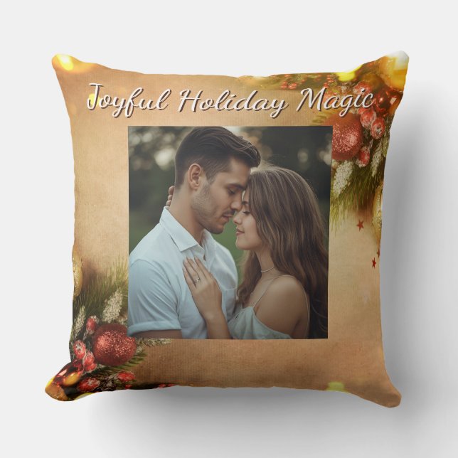 Almofada Joyful Holiday Magic Pillow Christmas Throw  (Frente)