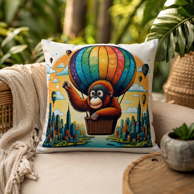 Almofada Jungle Harmonia: Inspirado em Orangotangos  (Jungle Harmony: Orangutan-Inspired Throw Pillow)