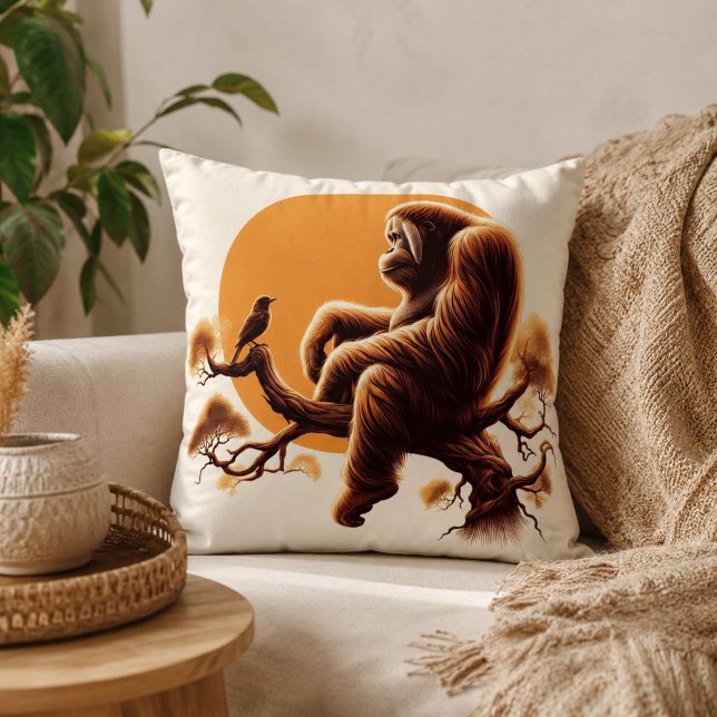 Almofada Jungle Harmonia: Inspirado em Orangotangos  (Jungle Harmony: Orangutan-Inspired Throw Pillow)