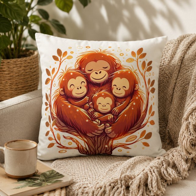 Almofada Jungle Harmonia: Inspirado em Orangotangos  (Jungle Harmony: Orangutan-Inspired Throw Pillow)