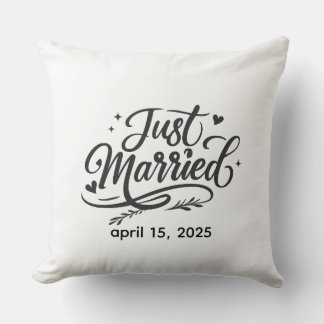 Almofada Just Married Decorative Throw Pillow with Wedding 