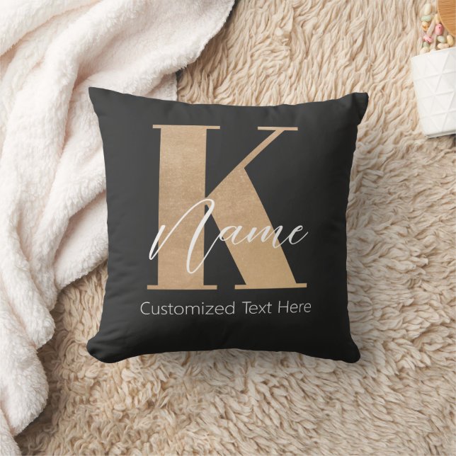 Almofada K & Name Iniciais Monogramados Modernos Personaliz (Cobertor)
