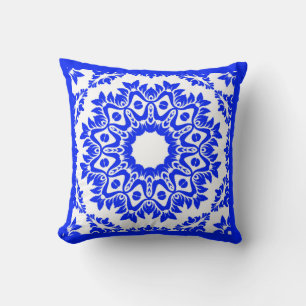 Almofada Kaleidoscópio Azul Travesseiro decorativo reversív