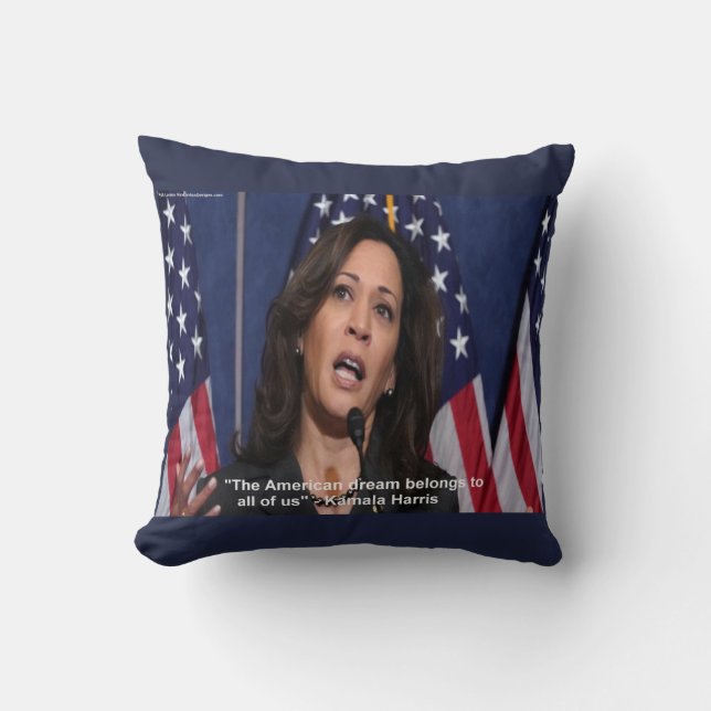 Almofada Kamala Harris e Citação do Sonho Americano Almofad (Frente)